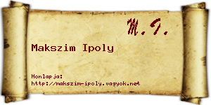 Makszim Ipoly névjegykártya